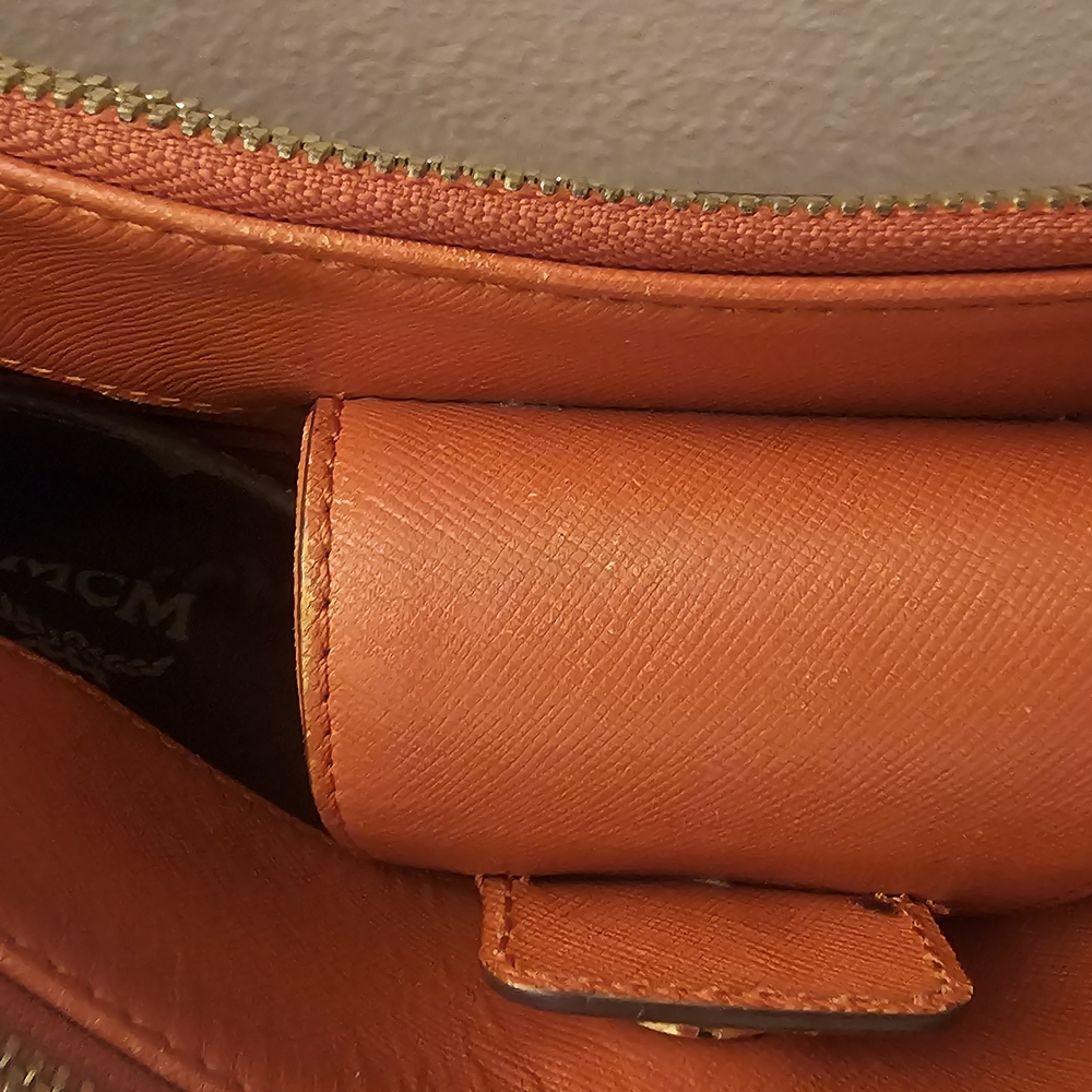 MCM Orange Satchel with Gold Accents - Picture 12 of 14